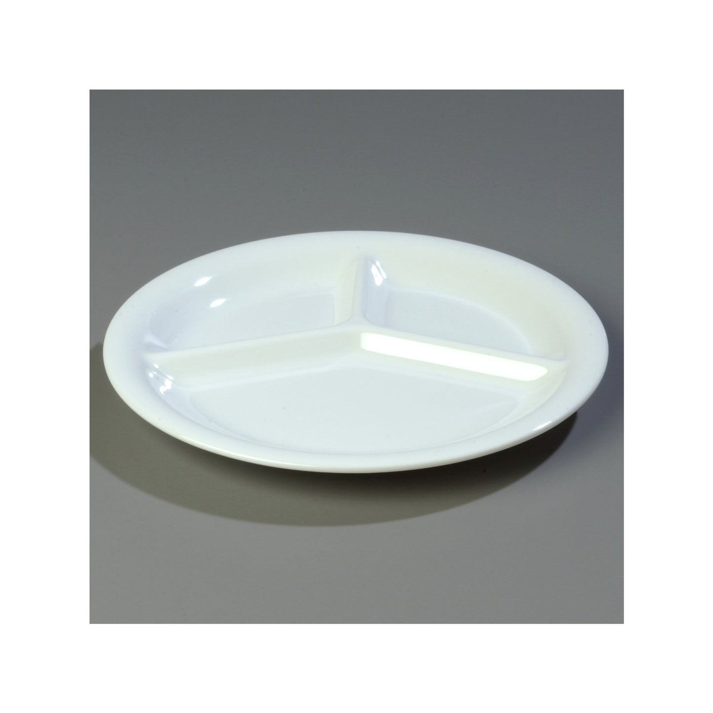 Carlisle 3300002 10.5" White 3-Compartment Sierrus Melamine Plate