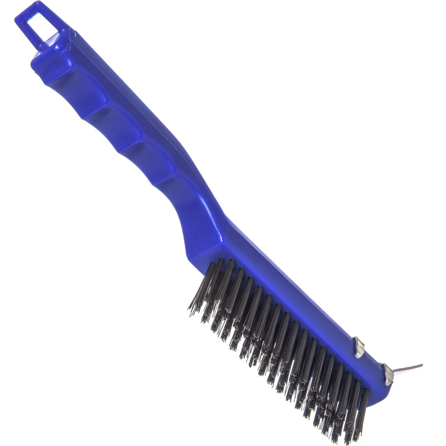 Carlisle 4067100 11.38" Blue Sparta Scratch Brush and Scraper with Carbon Steel Bristles