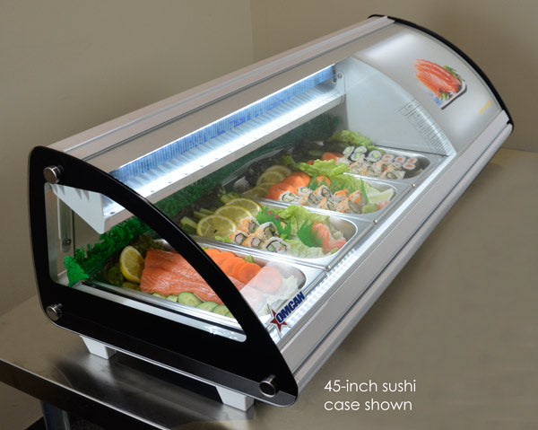 Omcan 43225 2cu.ft. / 62L 58" Curved Glass Refrigerated Sushi Showcase