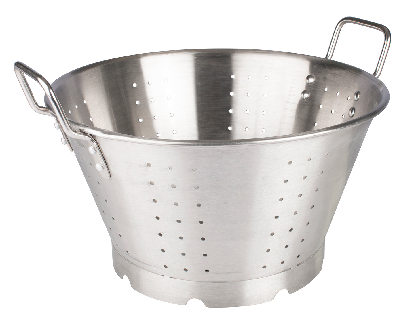 Winco SLO-16 16 Qt. 16" Stainless Steel Heavy Duty Bowl Colander w/ Handles & Base