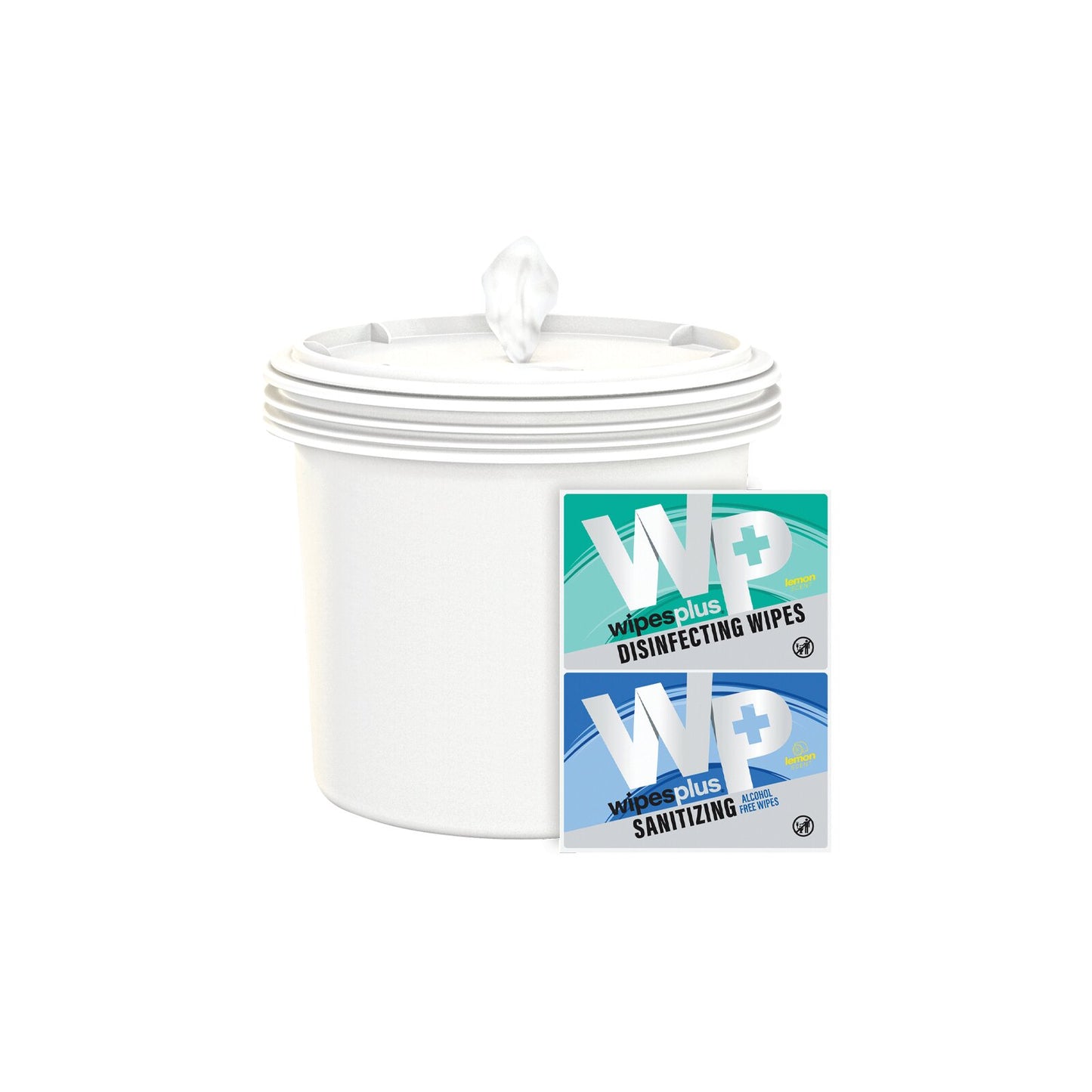 WipesPlus 38003 White Round Empty Buckets with Lids 2