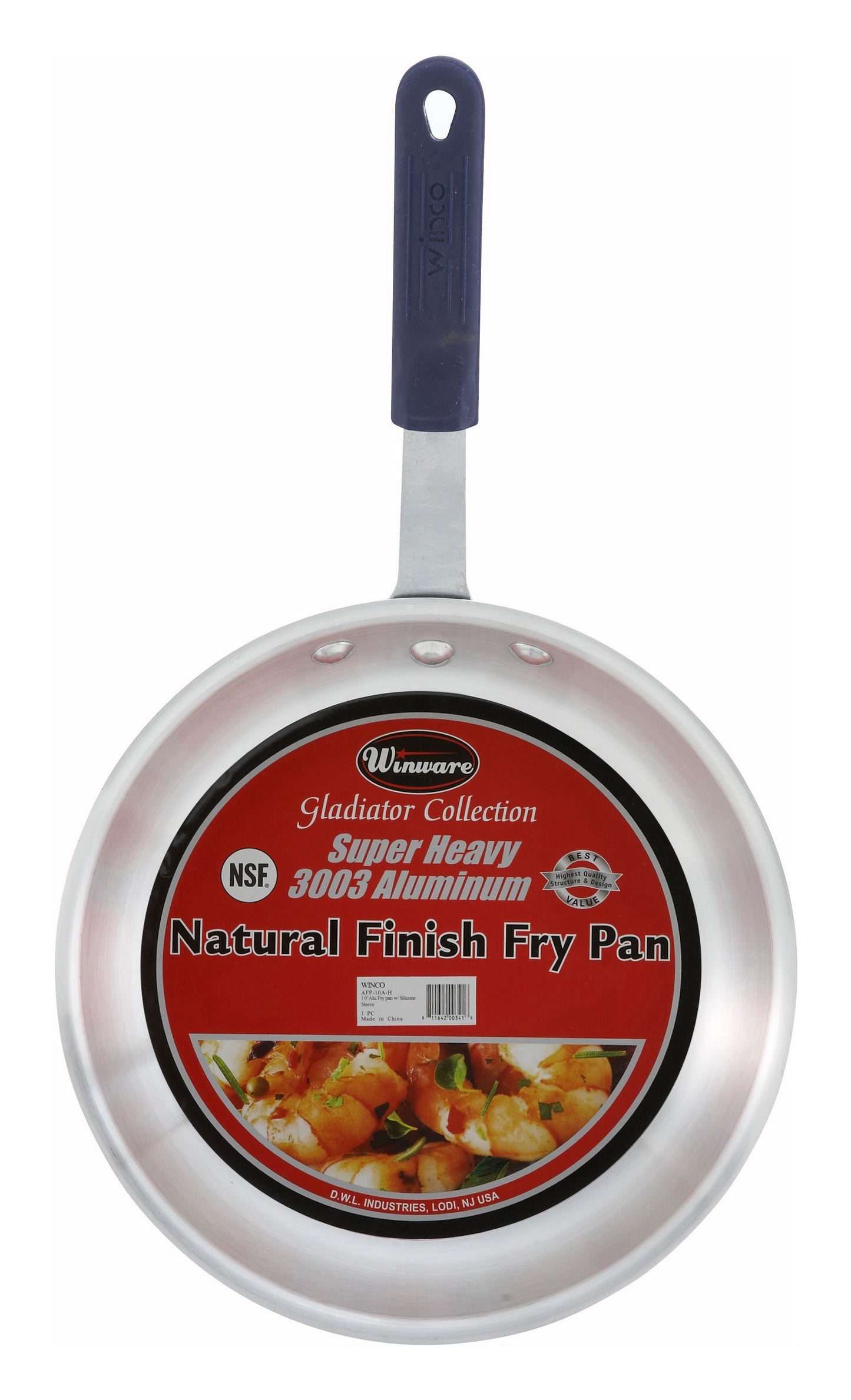 Winco AFP-7A-H 7" Natural Finish Aluminum Gladiator Fry Pan w/ Sleeve