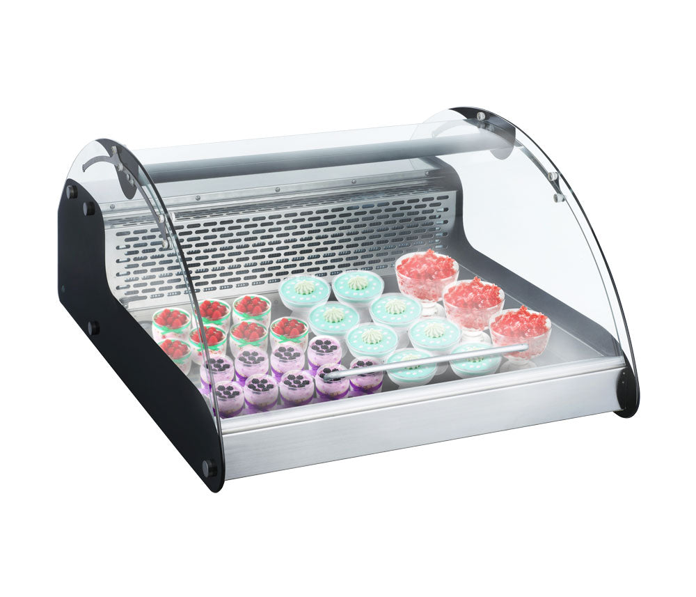 Omcan 43074 118 L 27-inch Curved Glass Countertop Refrigerated Display