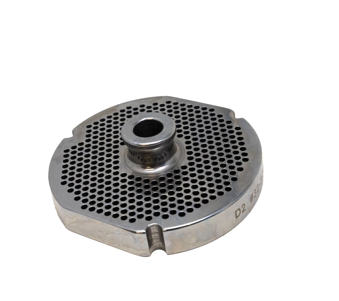 Omcan 11156 #32 Three Notches/Two Flat Sides Stainless Steel Machine Plate with Hub, 3 mm (3/32")