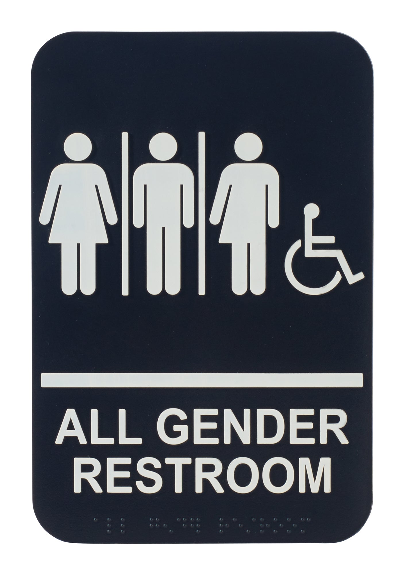 Winco SGNB-608 6" x 9" Information Sign (Braille) - "All Gender/Accessible"