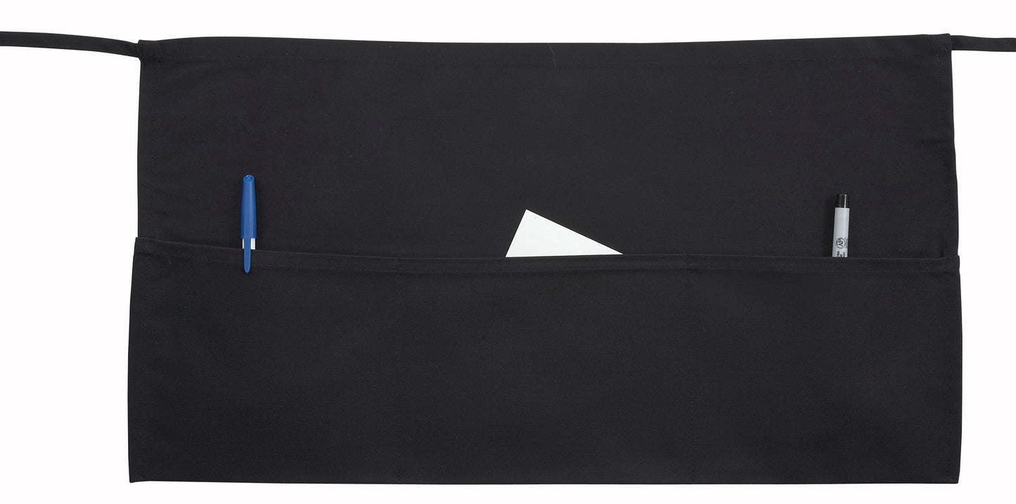 Winco WA-1221 Black 3-Pocket Waist Apron