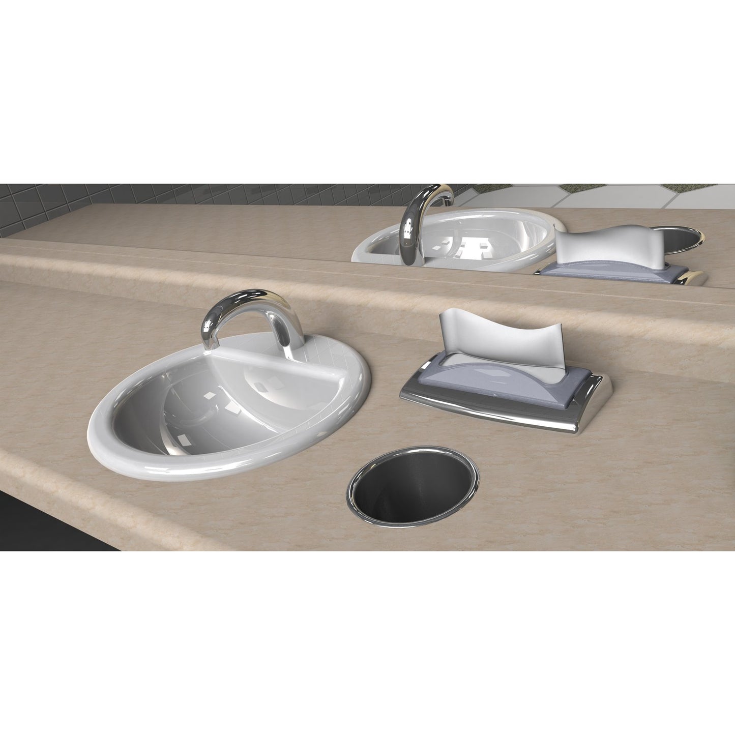 Carlisle H2003CLSS12 750 Napkin 12: Depth Clear Stainless Steel Classic In-Counter Napkin Dispenser, Interfold