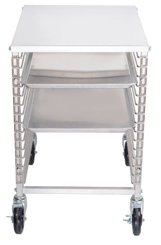 Omcan 46800 Aluminum Counter-Height End-Load Bun Pan Rack with 15 Slides and Solid Flat Top