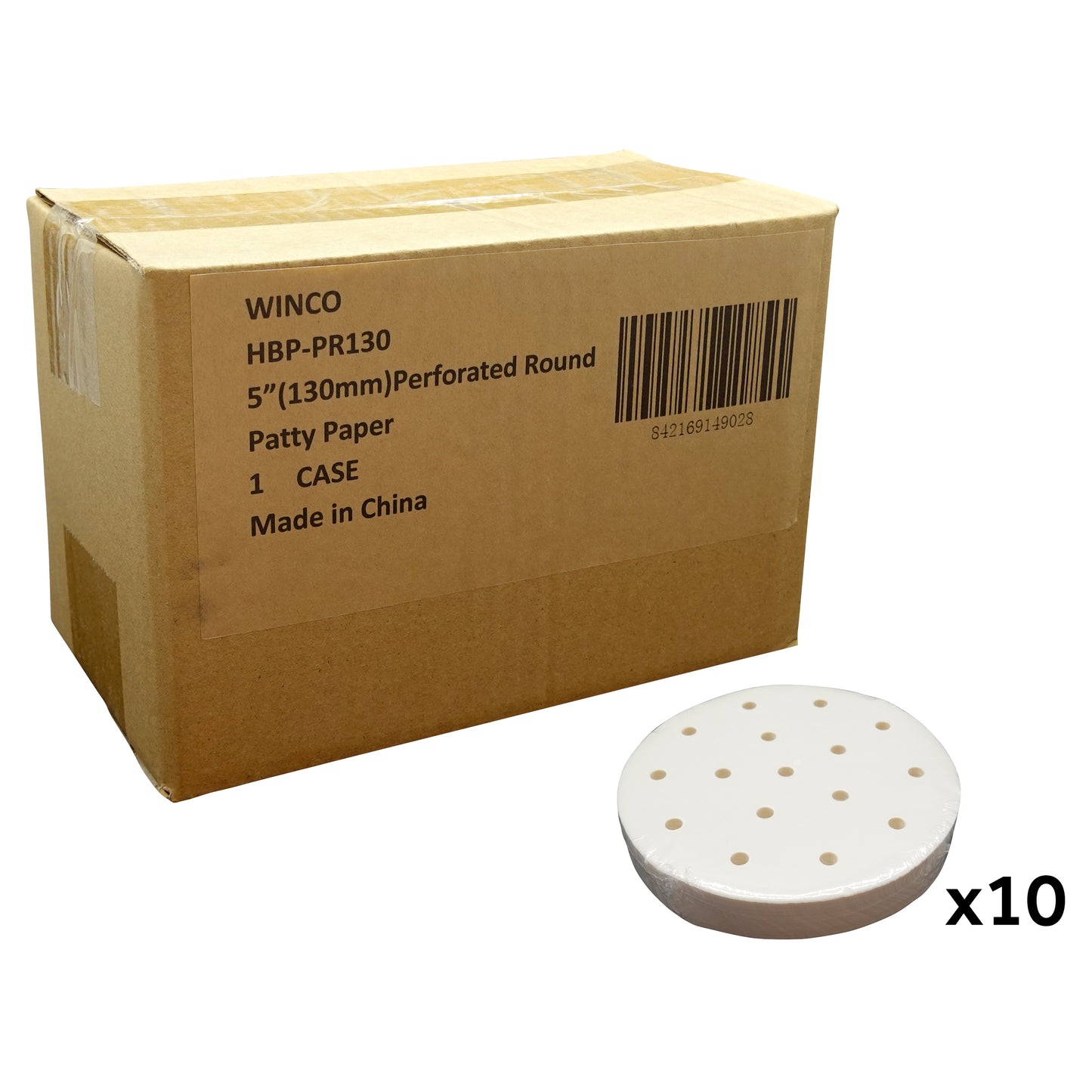 Winco HBP-PR130 5" (130mm) Perforated Round Patty Paper (CS/5000 papers)