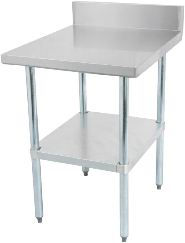 Thorinox DSST-3030-BKSS 30" x 30" Stainless Steel Work Table with Backsplash & Stainless Steel Undershelf & Legs