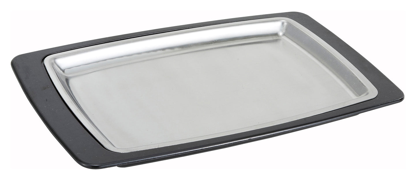 Winco SIZ-11BST 11" x 7" Stainless Steel Sizzle Platter Set