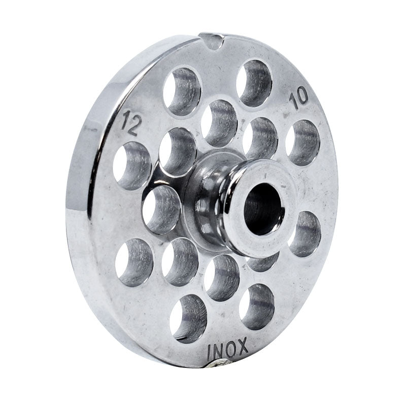 Omcan 11196 #12 One Notch/Round European Style Stainless Steel Plate with Hub, 10mm (3/8")