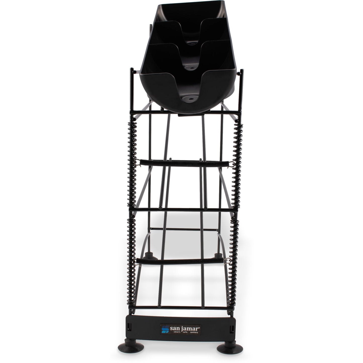 San Jamar C8503WF Black 3-Tier Wireworks Cup and Lid Dispenser Organizer