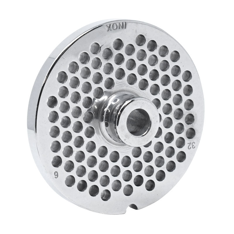 Omcan 11208 #32 One Notch/Round European Style Stainless Steel Plate with Hub, 6mm (1/4")