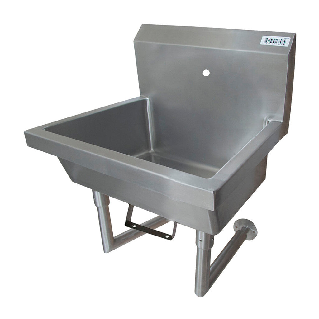 BK Resources MSHS-24W1B 24" Single Station Stainless Steel Wall Mounted Handwash Sink, 1 Hole Splash Mount, Bracket