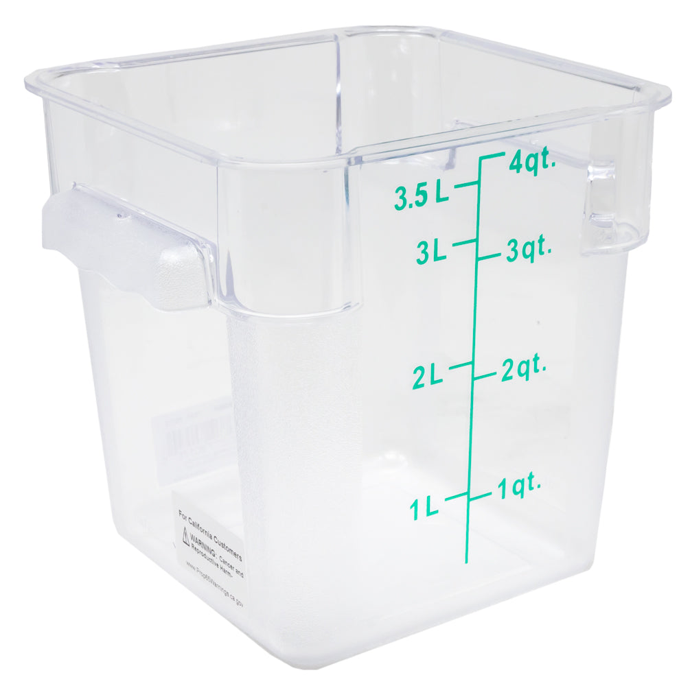 Omcan 80170 4 Qt Clear Square Polycarbonate Food Storage Container