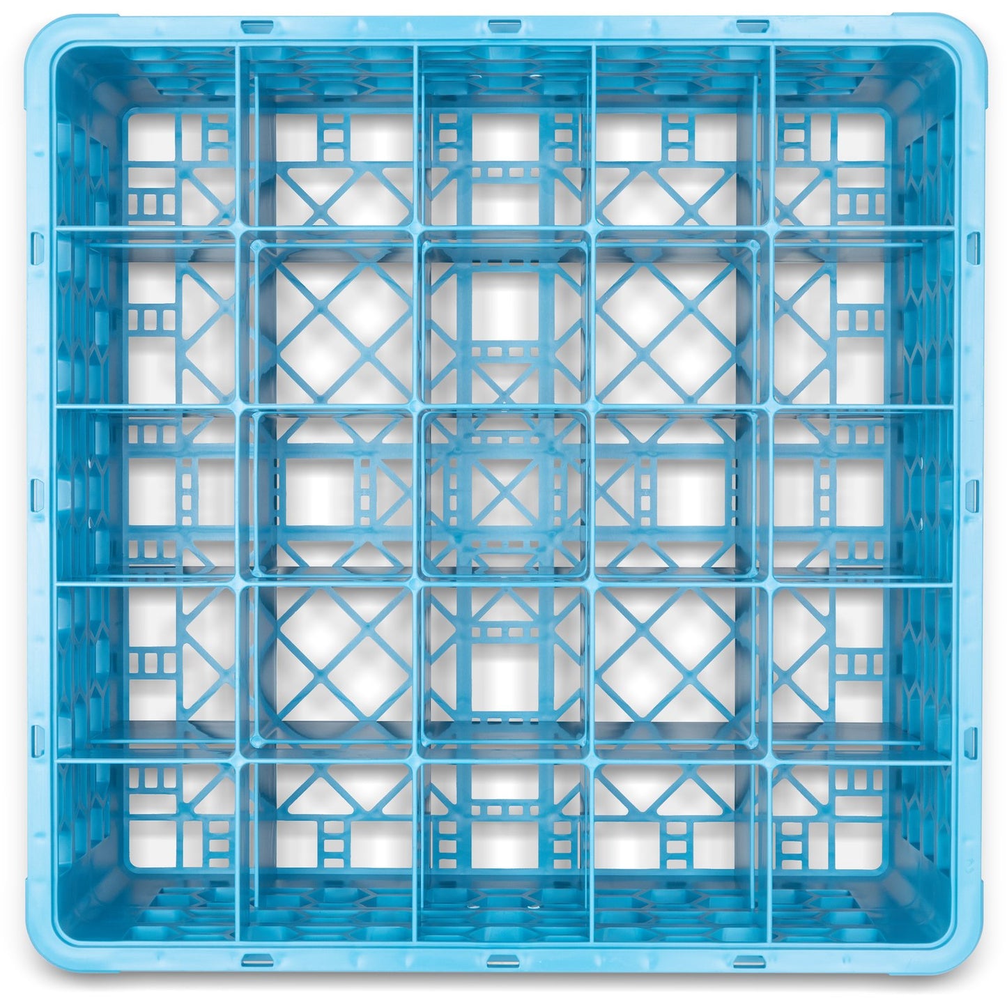 Carlisle RG25-214 Carlisle Blue 25-Compartment Polypropylene OptiClean Divided Glass Rack with 2 Extenders 7.12"
