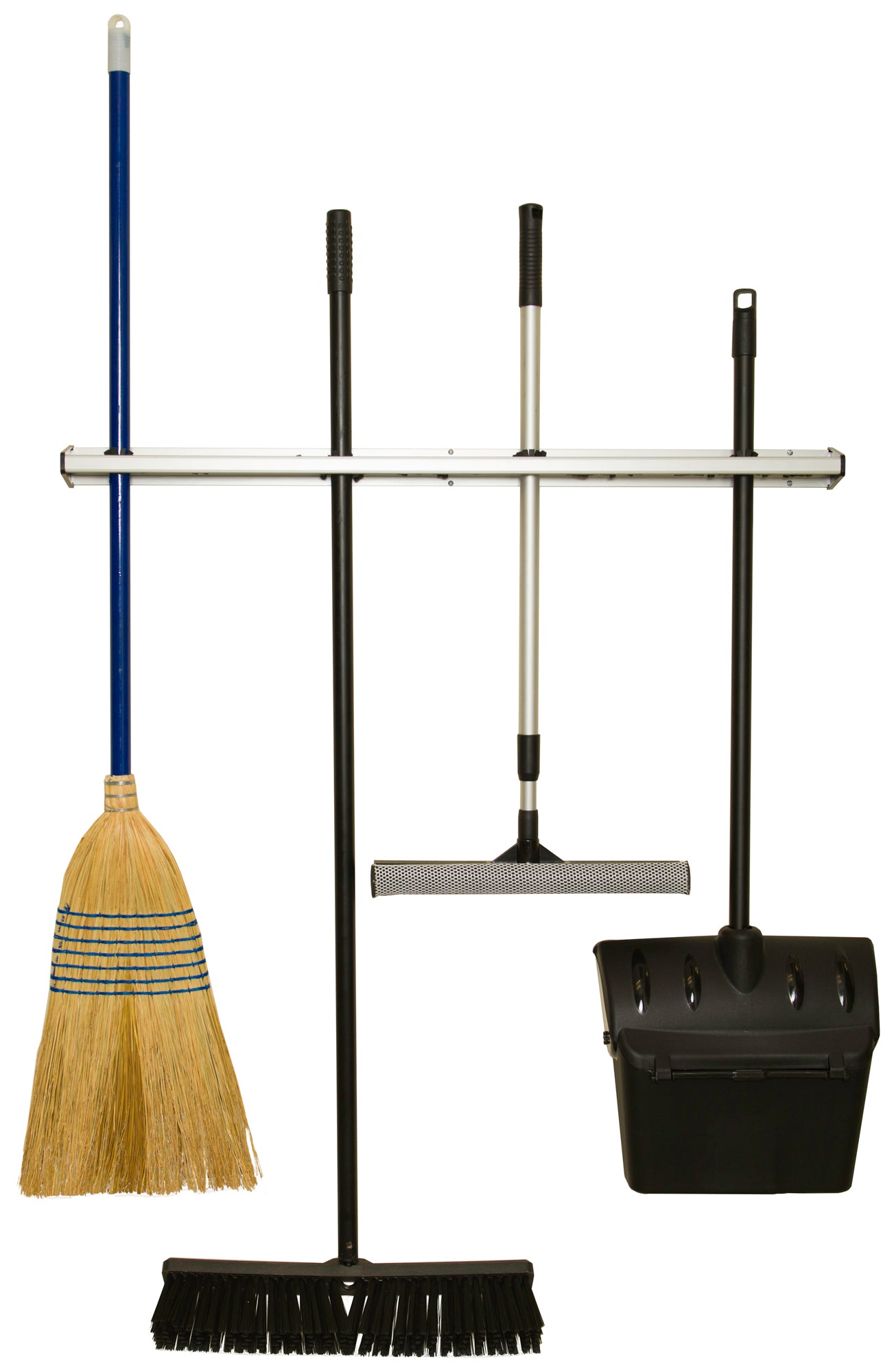 Winco MHH-24 24" Mop & Broom Rack w/ Rubber Bristles