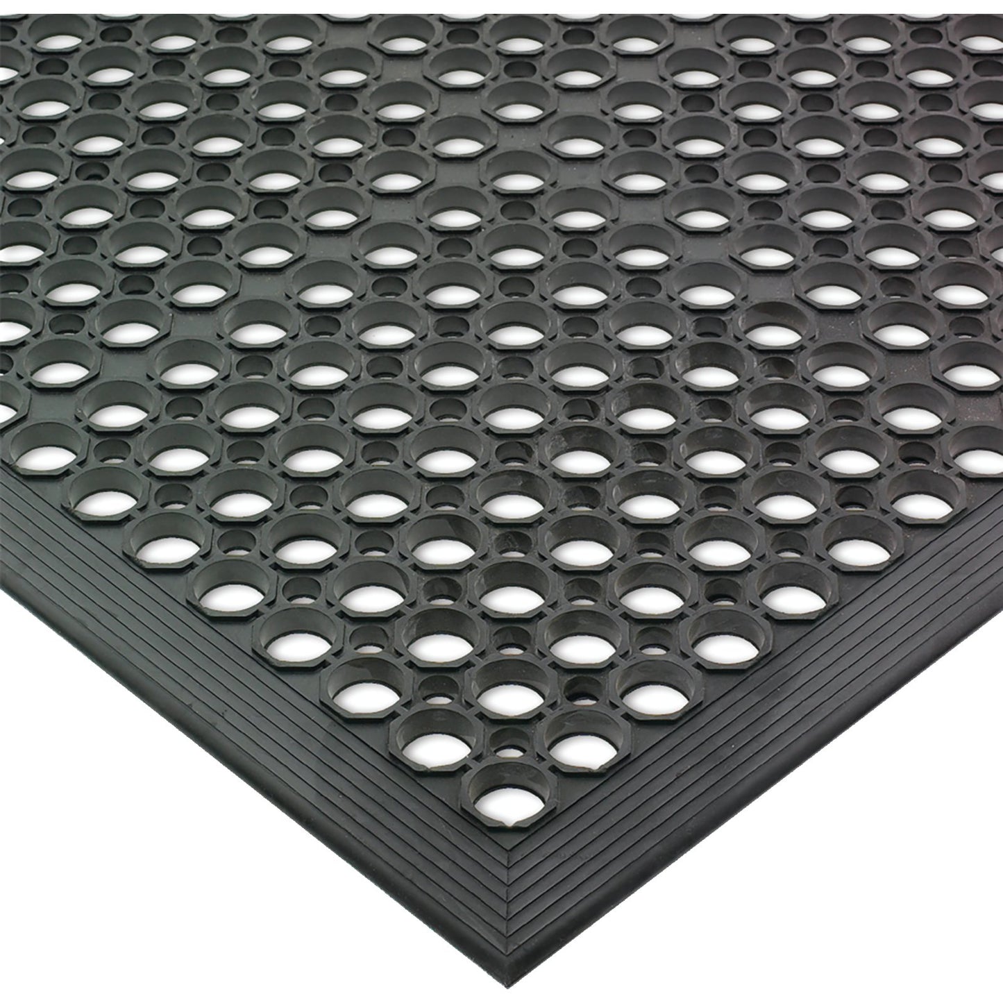 San Jamar KM1100B 3' x 5' x 1/2" Black Rubber EZ-Mats Light Duty - Bevelled - Bagged