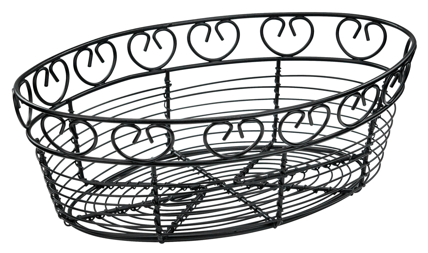 Winco WBKG-10O 10" x 6-1/2" x 3" Black Wire Bread/Fruit Basket