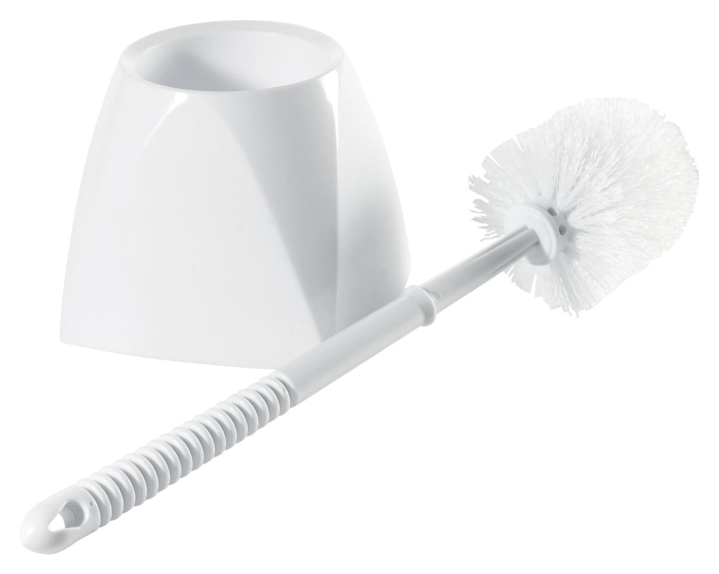 Winco BR-15SET White Polypropylene Toilet Bowl Brush with Caddy