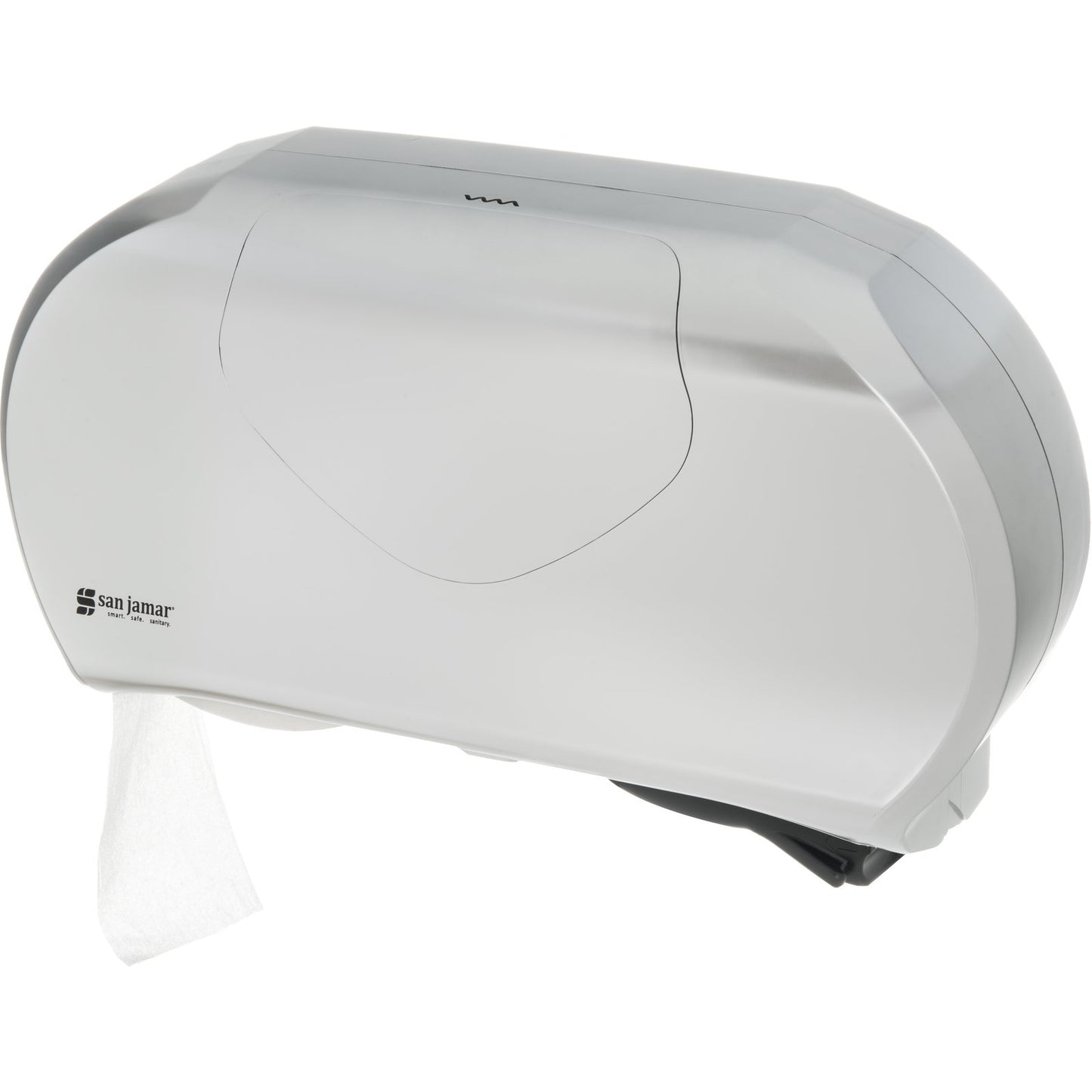 San Jamar R4070SS 9" High Impact Plastic Summit Twin Jumbo Bath Tissue Dispenser, 3.25" core, Stainless Steel - Stainless Steel