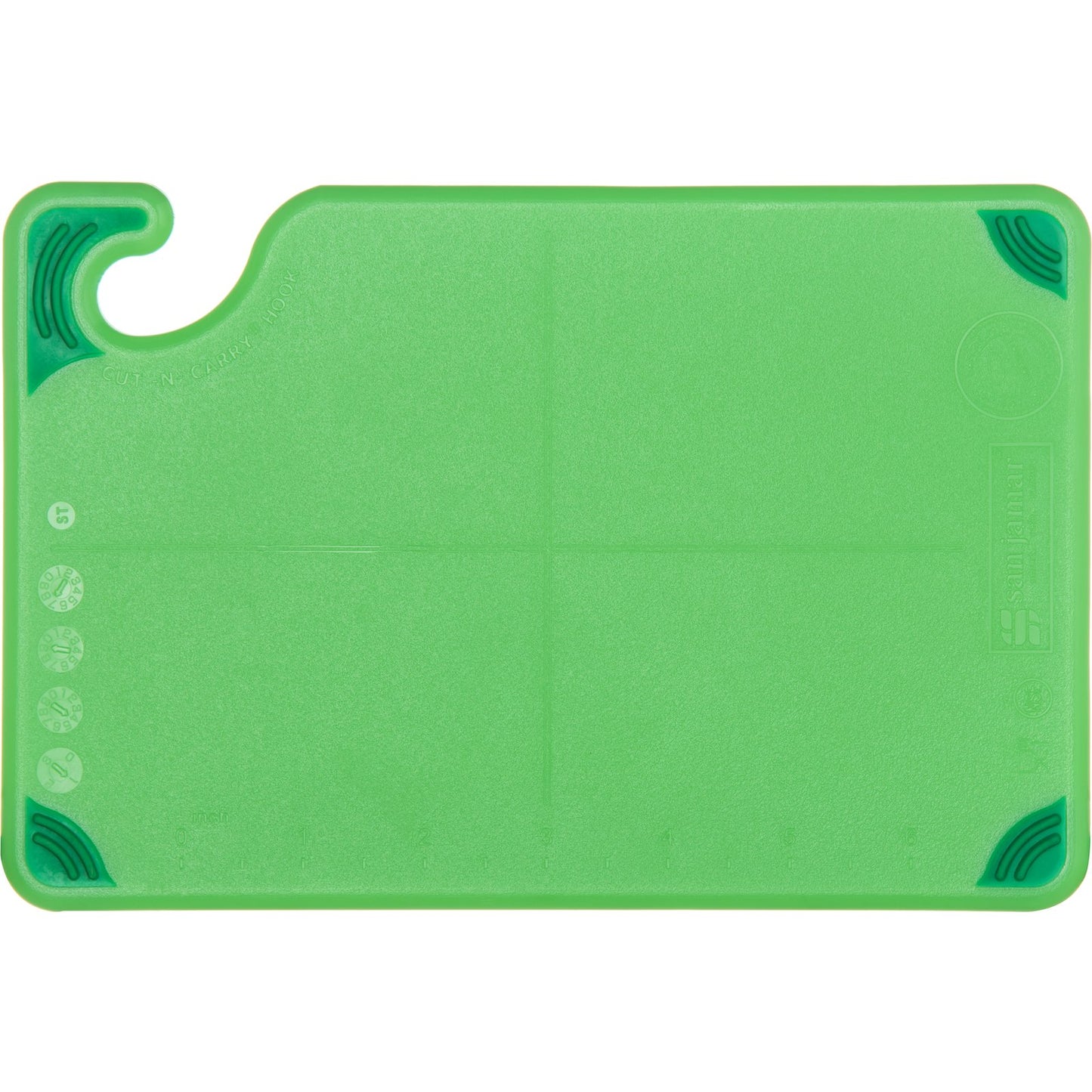 San Jamar CBG6938GN 6" x 9" x 0.375" Green Saf-T-Grip Cutting Board