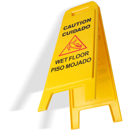 Carlisle 3690000 25" Yellow Polypropylene Wet Floor Sign (English/Spanish)