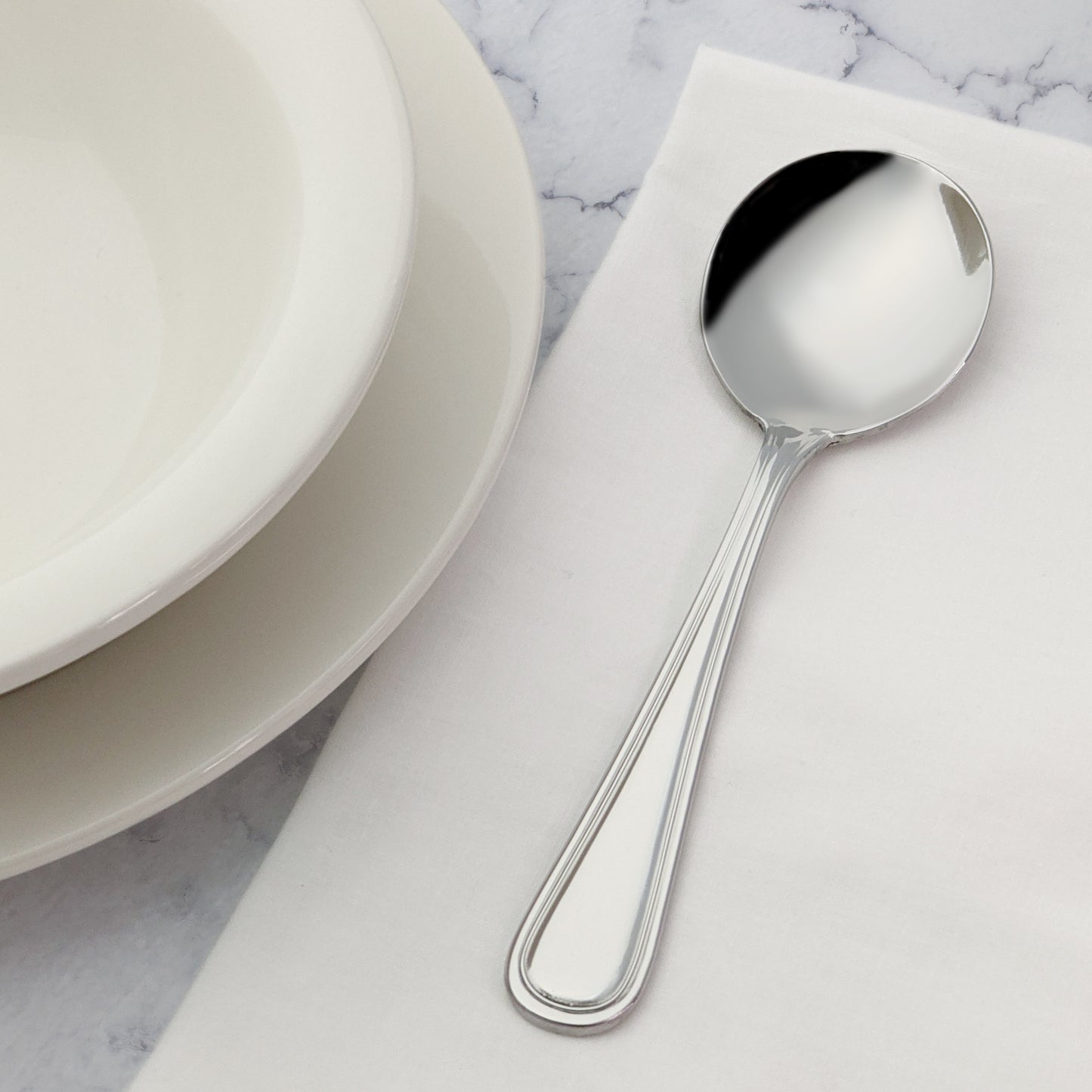 Winco 0021-04 Continental Bouillon Spoon, 18/0 Extra Heavyweight