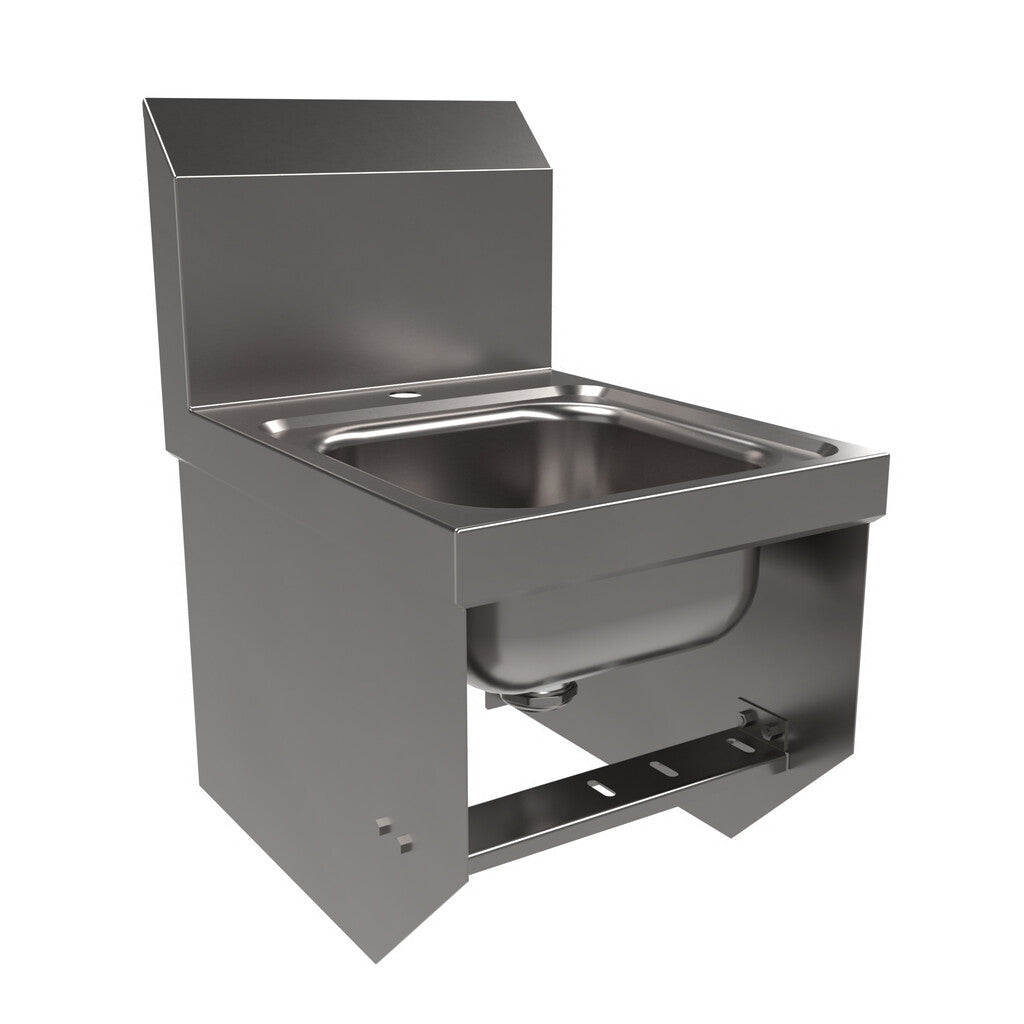 BK Resources BKHS-D-SS-1-BKK Stainless Steel Space Saver Deck Mount Hand Sink 1 Hole w/ Knee Valve Bracket