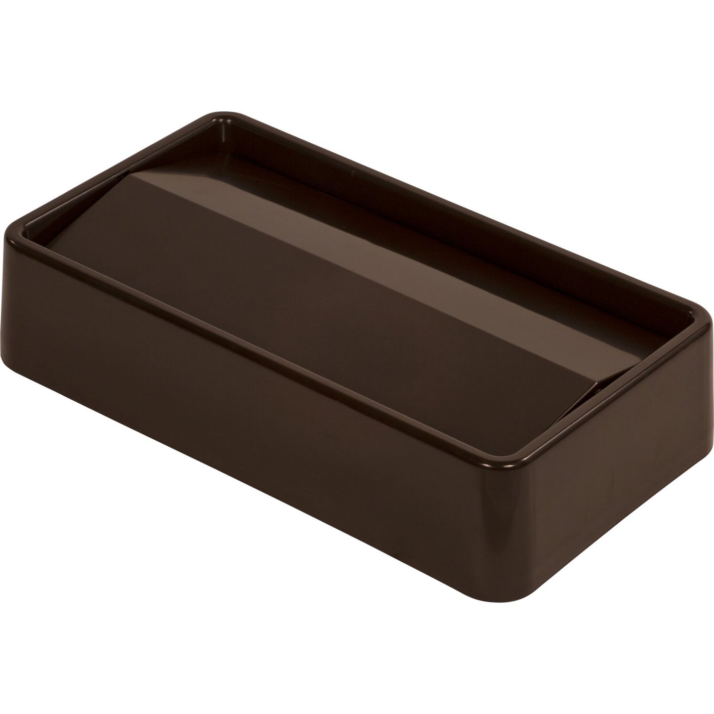 Carlisle 34202469 15 and 23 Gallon Dark Brown Rectangle ABS TrimLine Swing Top Waste Container Trash Can Lid