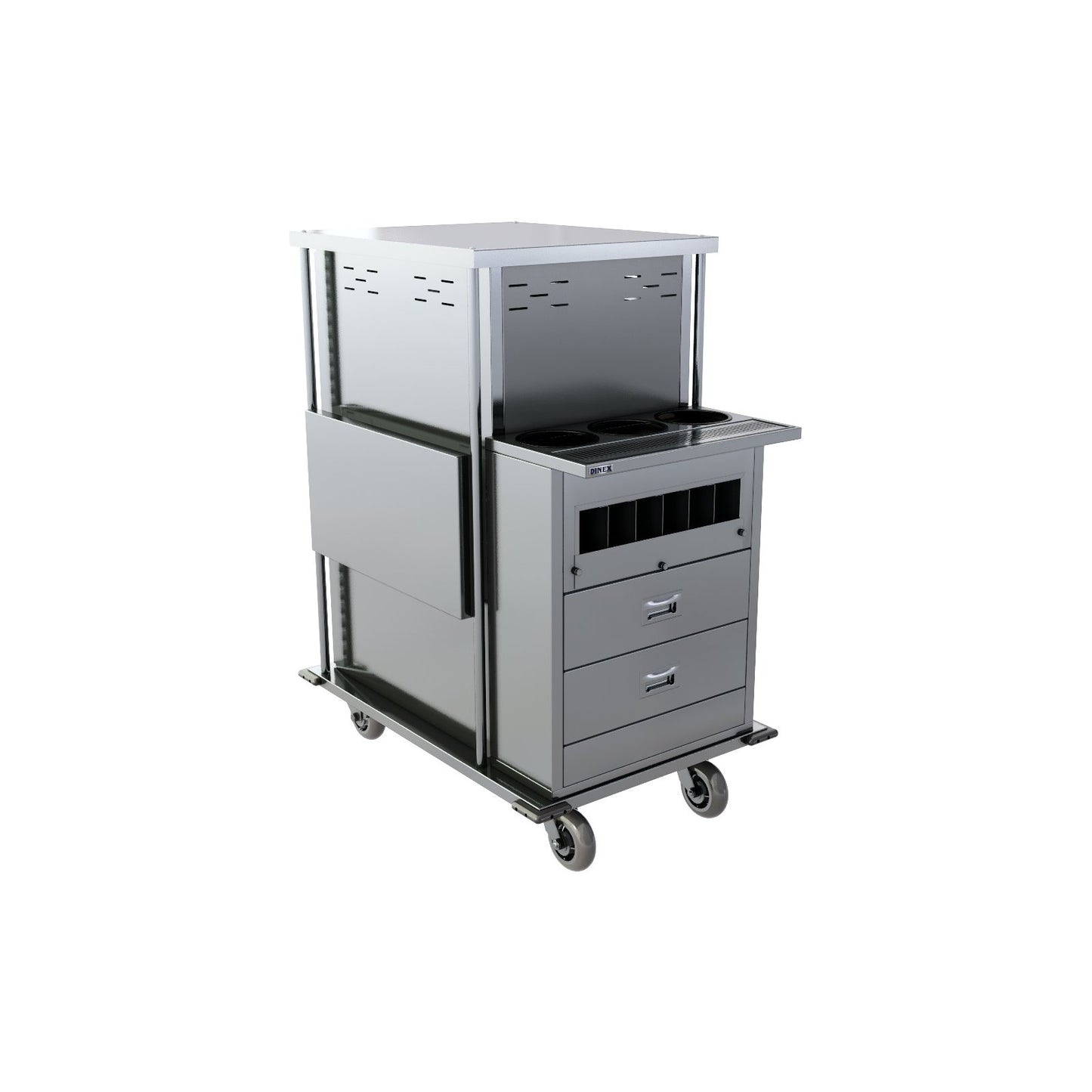 Carlisle DXPTQCDISPENSER Stainless Steel Bedside Service Options TQ Compact Meal Delivery Cart