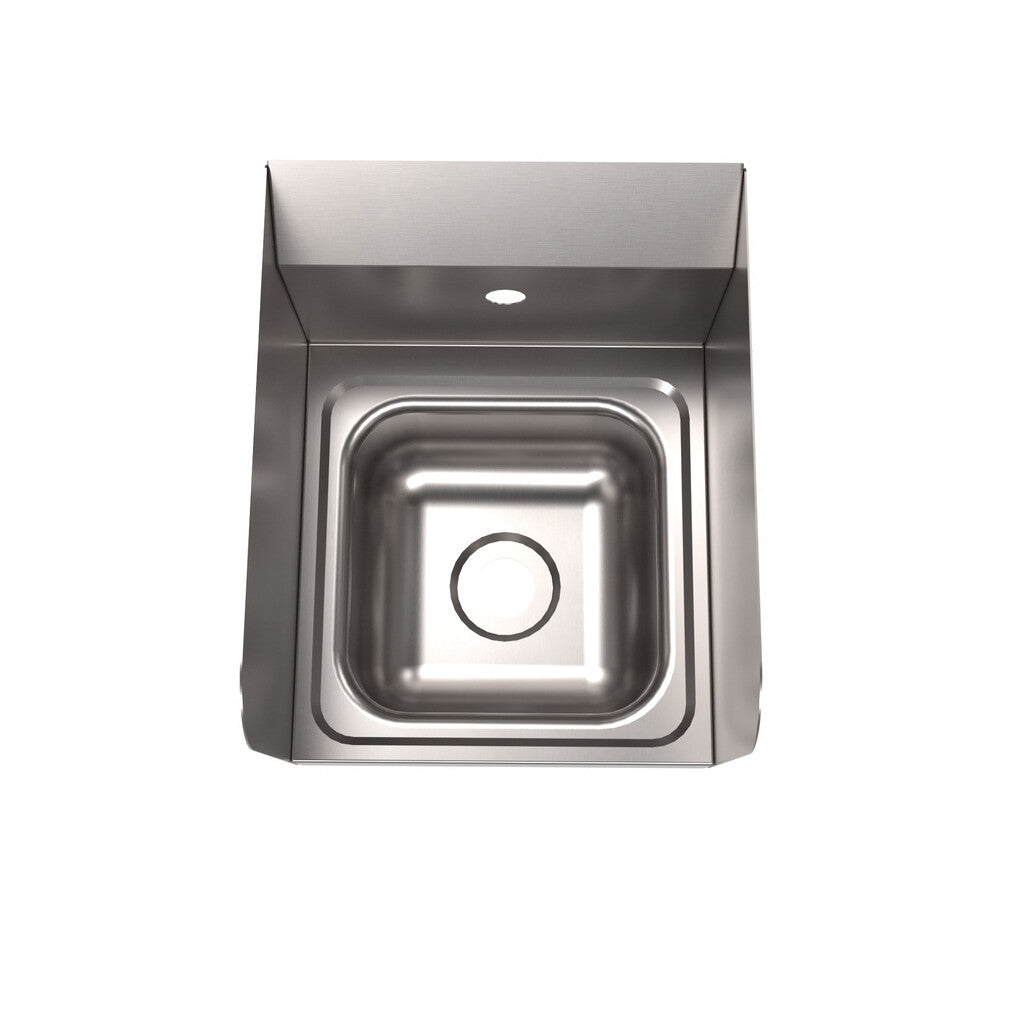 BK Resources BKHS-W-SS-1-SS Stainless Steel Splash Mount Mount Space Saver Hand Sink w/ Side Splashes, 1 Hole, 9"x9" Bowl
