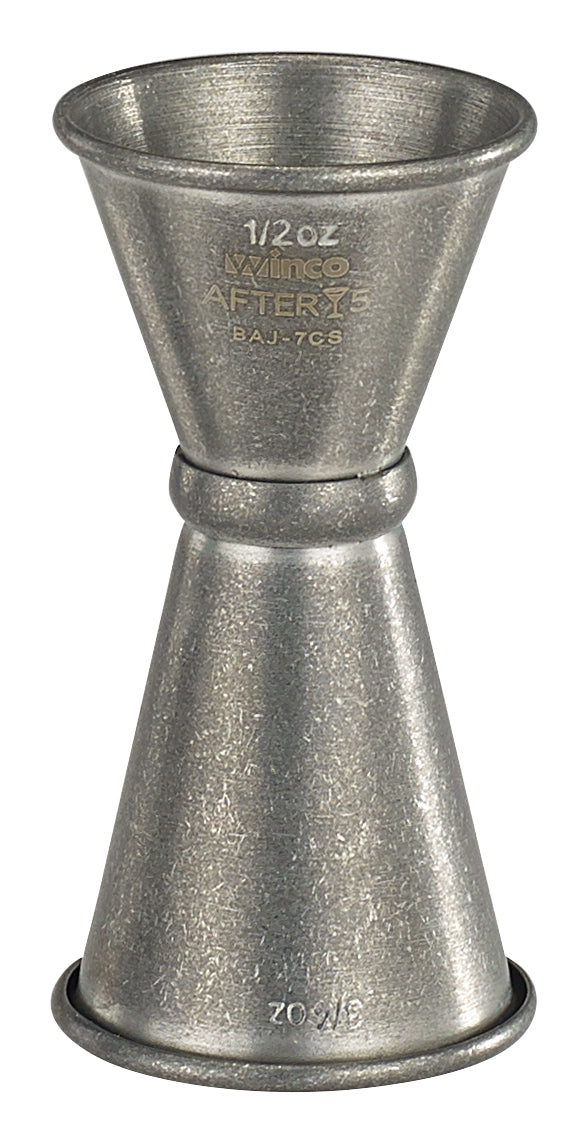 Winco BAJ-7CS 1/2 x 3/4 oz. Stainless Steel After 5 Jigger w/ Inner Marking Lines, Crafted Steel Finish