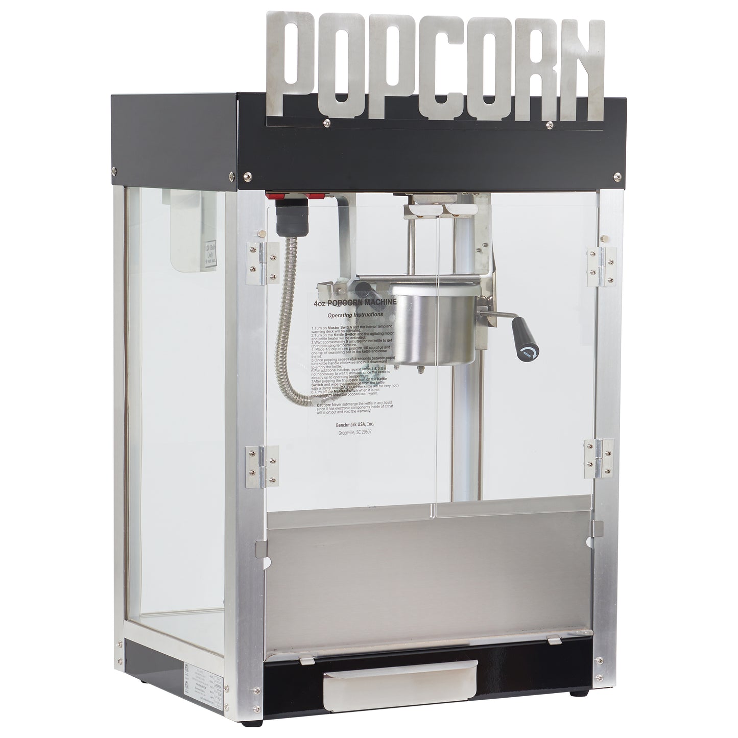 Winco 11065 Benchmark Metropolitan Popcorn Machine - 6 oz Kettle