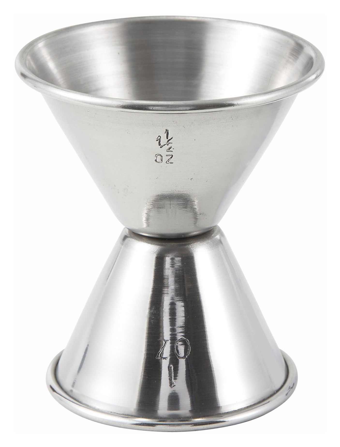 Winco J-4 1 oz. x 1-1/2 oz. Stainless Steel Jigger