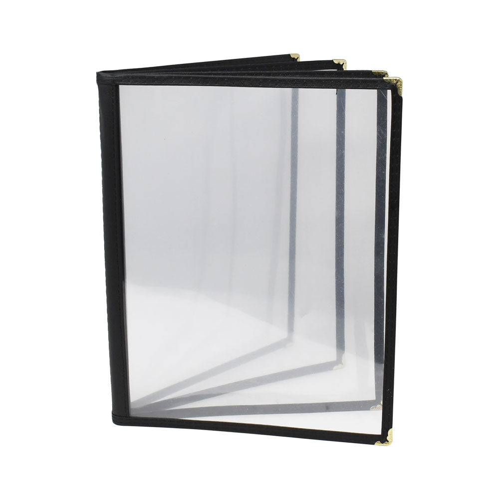 Omcan 39806 9 1/2" x 11 3/4" Black Four-Page Menu Holder