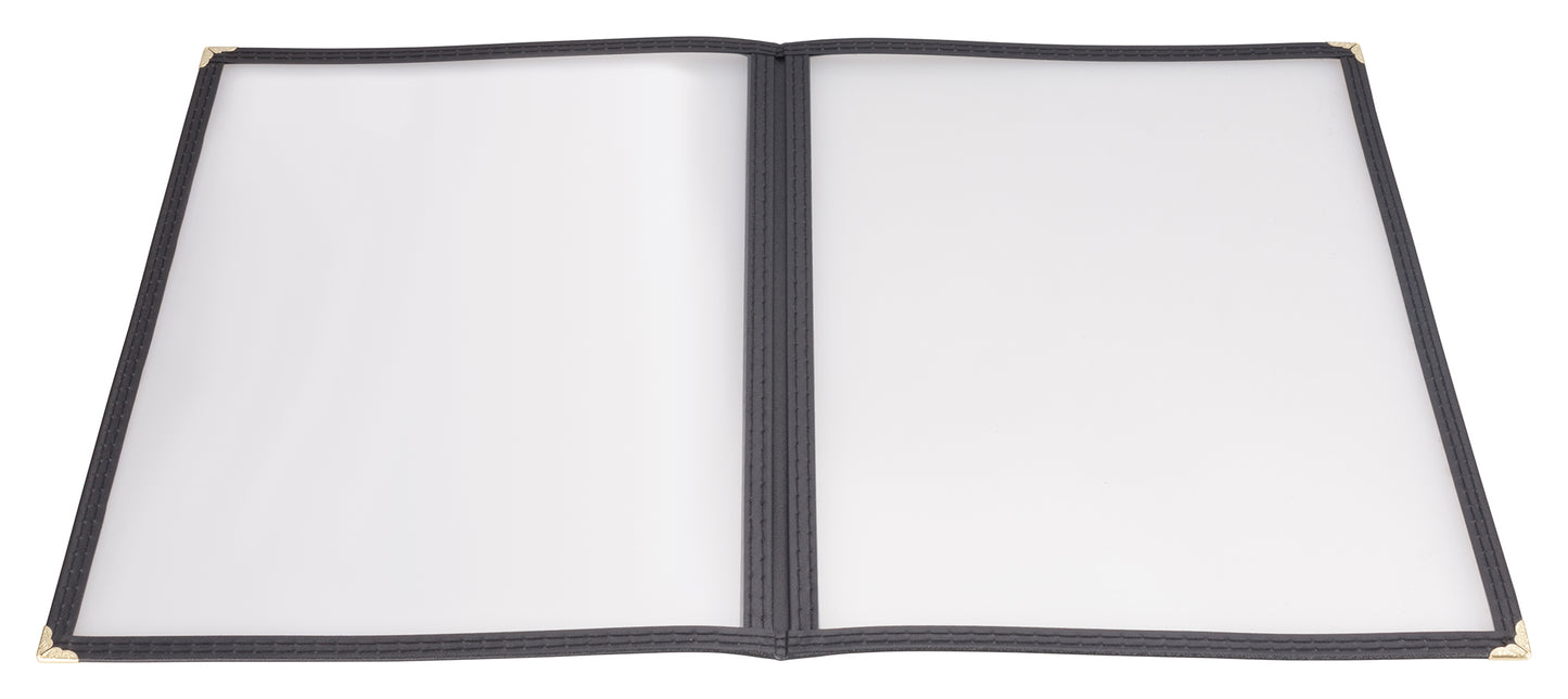 Winco PMCD-9K 9-3/8" x 12-1/8" Black Double Fold Menu Cover