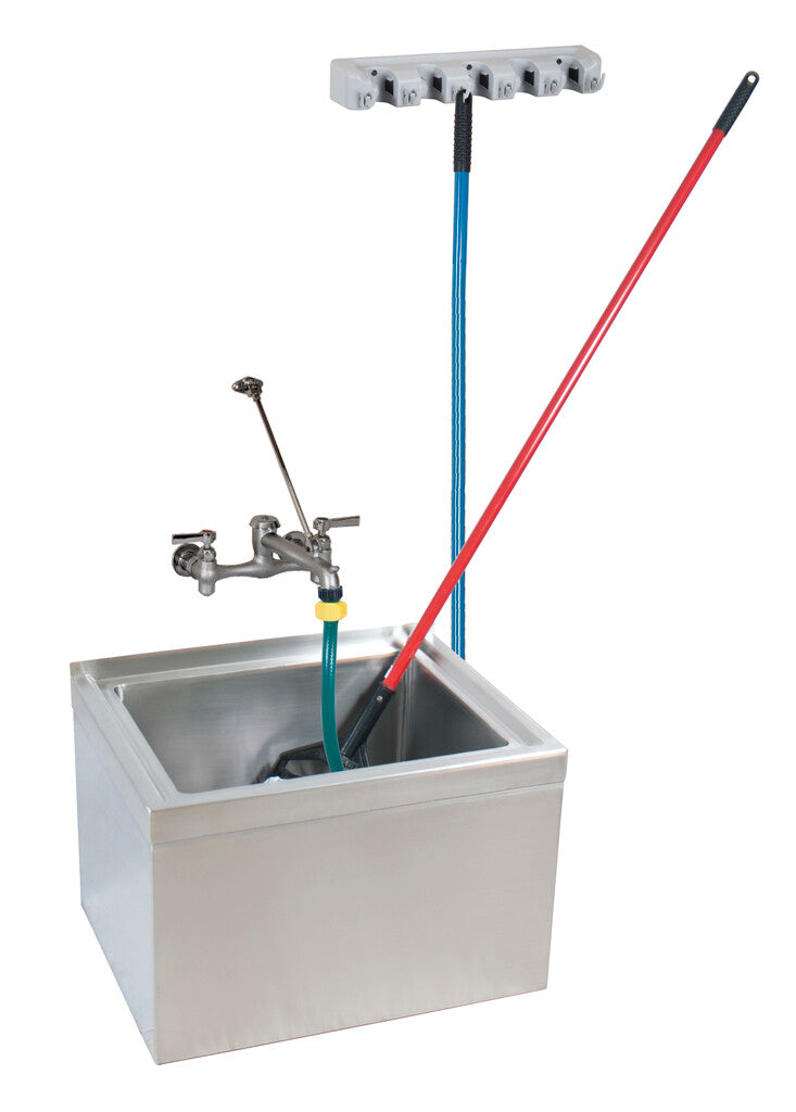 BK Resources BKMS2-1620-12-KIT Stainless Steel Mop Sink Kit with Floor Mount DIM 20L X 16W X12D