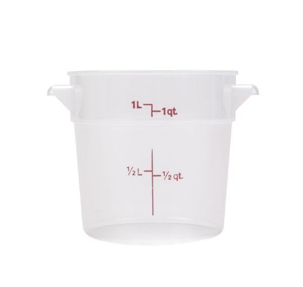 Omcan 80229 1 Qt Translucent Round Polypropylene Food Storage Container
