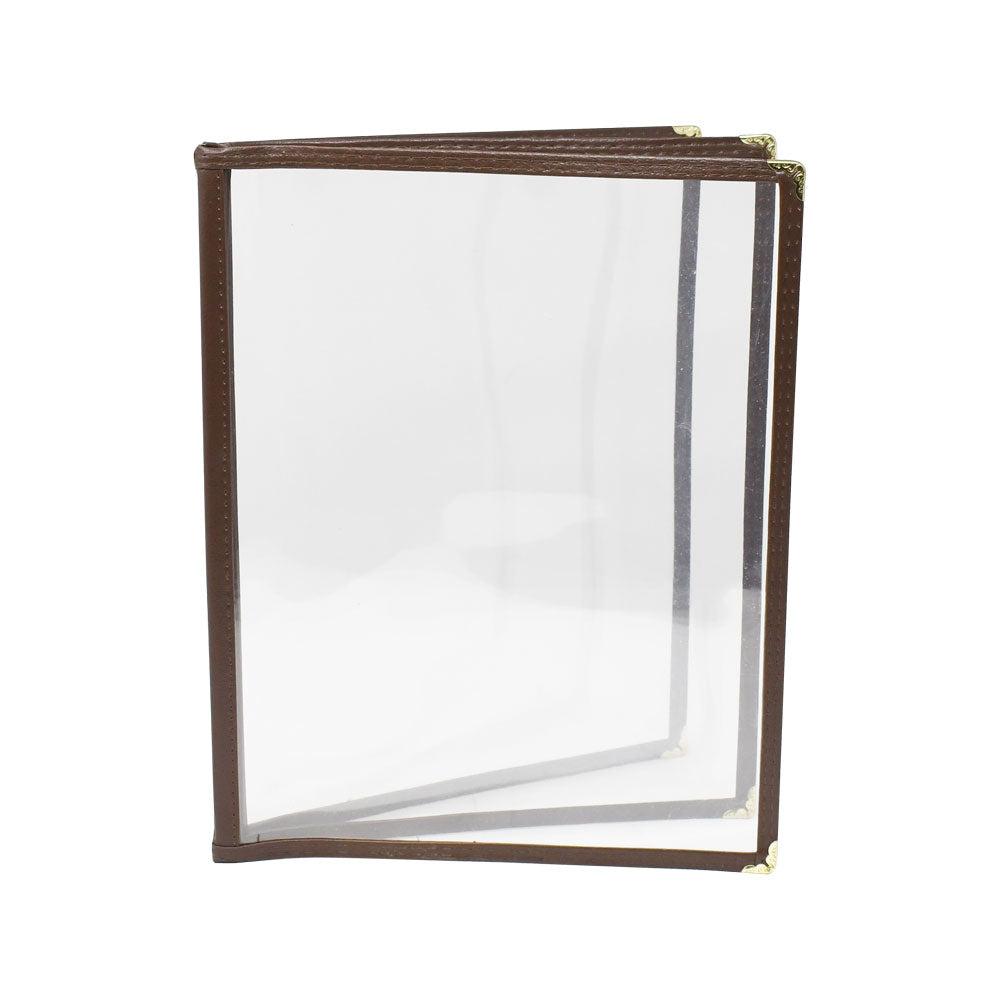 Omcan 39805 9 1/2" x 11 3/4" Brown Three-Page Menu Holder