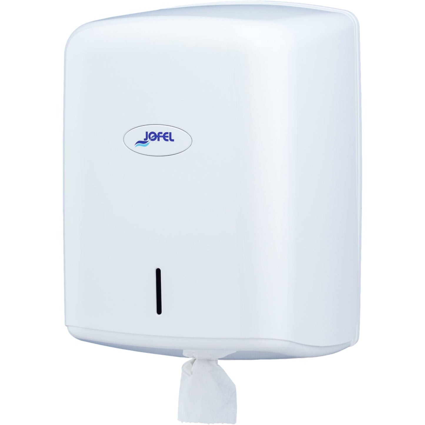 Carlisle T500WH 8" White Plastic Jofel Valor Centerpull Towel Dispenser