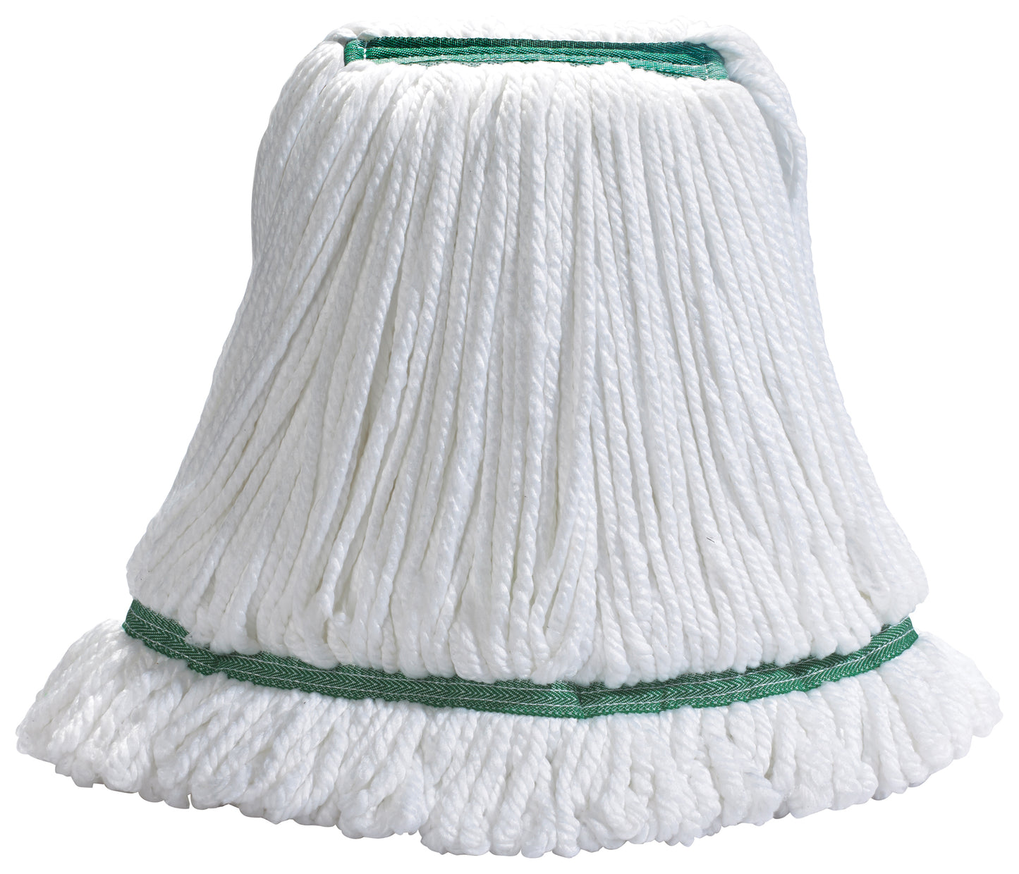 Winco MOPM-M Medium White with Green Bands Microfiber Mop Head