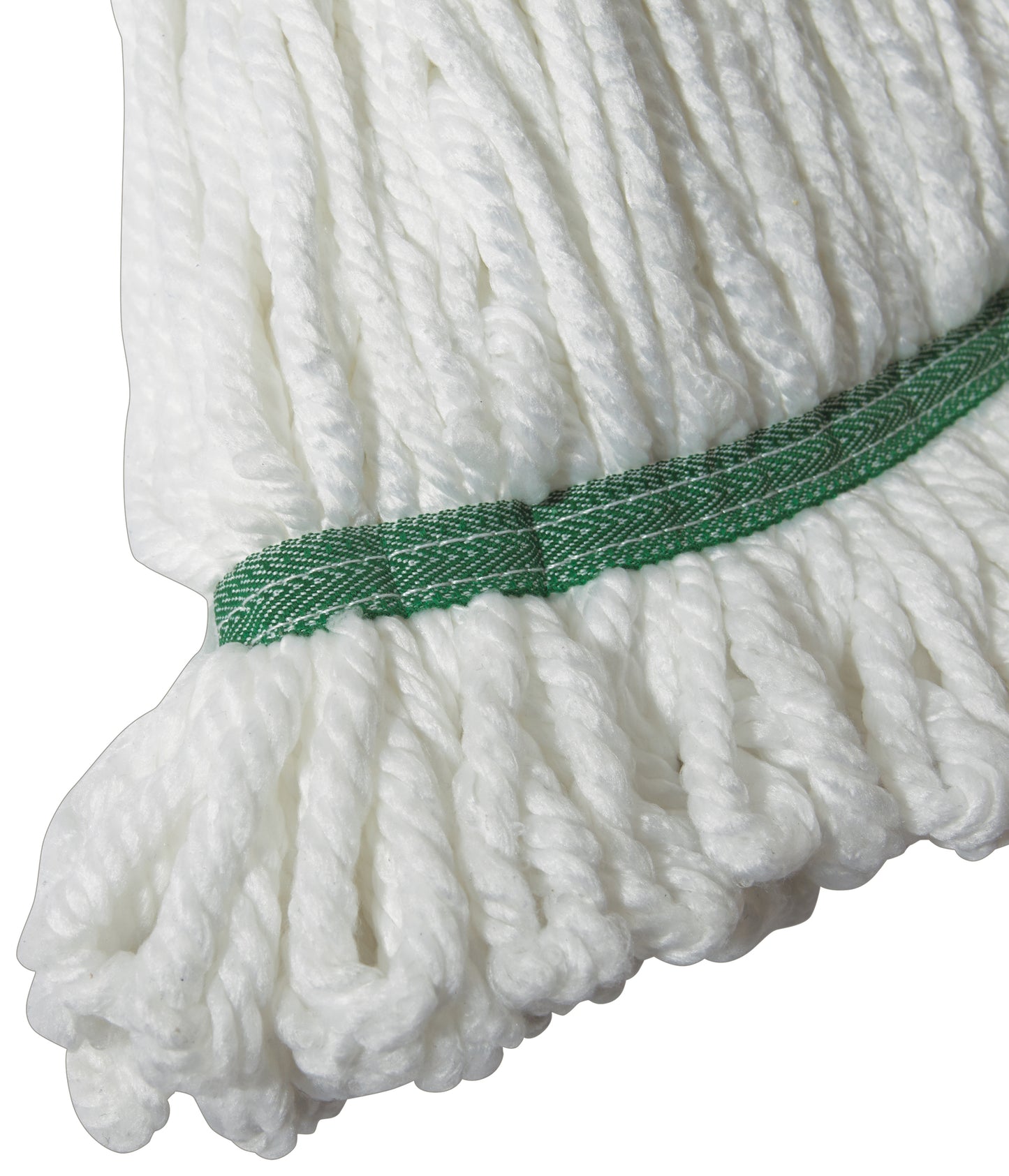 Winco MOPM-M Medium White with Green Bands Microfiber Mop Head