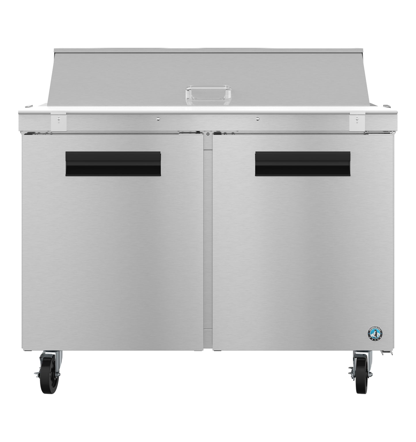 Hoshizaki SR48B-12 Two Section Stainless Doors Sandwich Prep Table Refrigerator