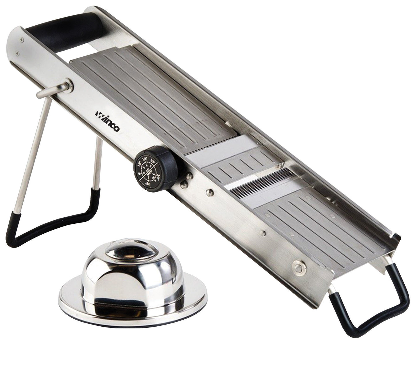 Winco MDL-18 Stainless Steel Mandoline Slicer Set w/ Handguard