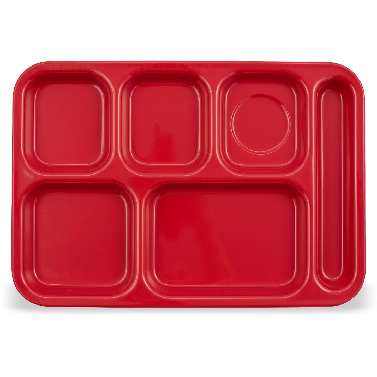 Carlisle 4398805 14.5" x 10" Red 6-Compartment Melamine Right Hand Tray