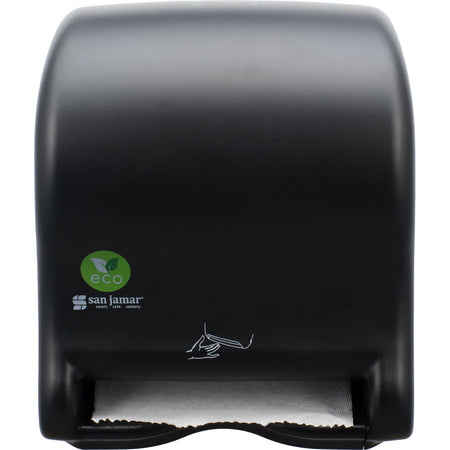 San Jamar T8400REBK Black Classic ecoLogic Smart Essence Electronic Roll Towel Dispenser