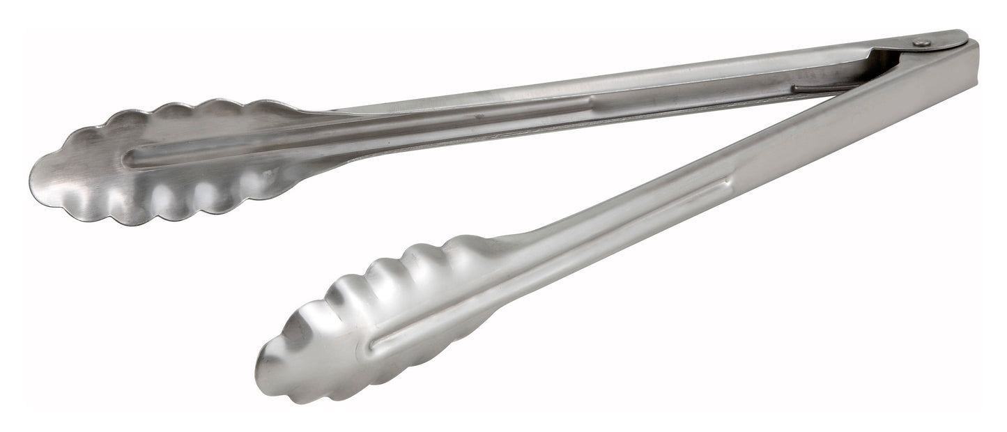Winco UT-12HT 12" Stainless Steel Utility Tong, Extra Heavyweight