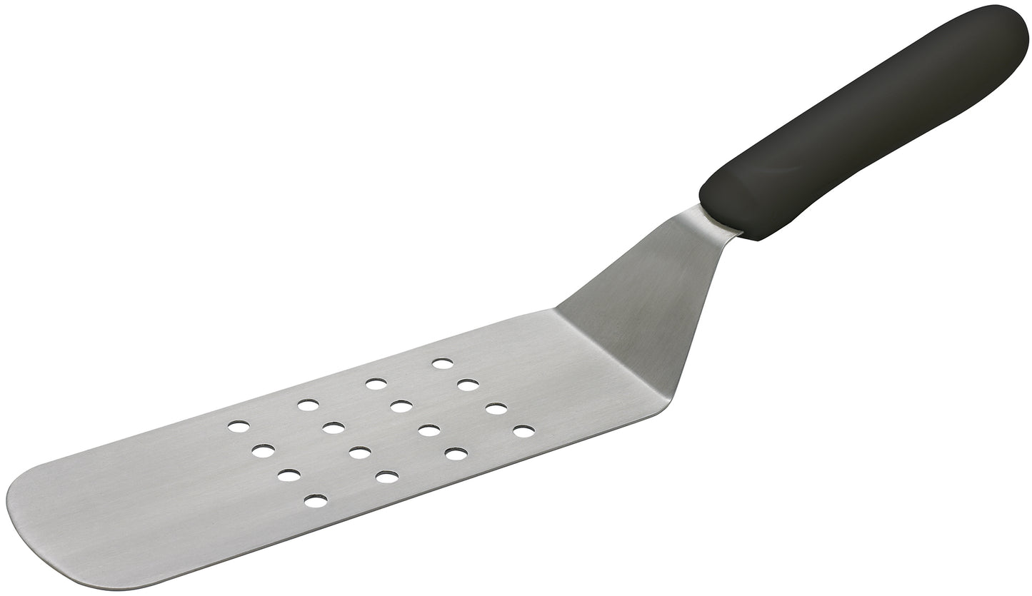 Winco TKP-91 8-1/4" x 2-7/8" Blade Black Polypropylene Handle Perforated Flexible Turner w/ Offset